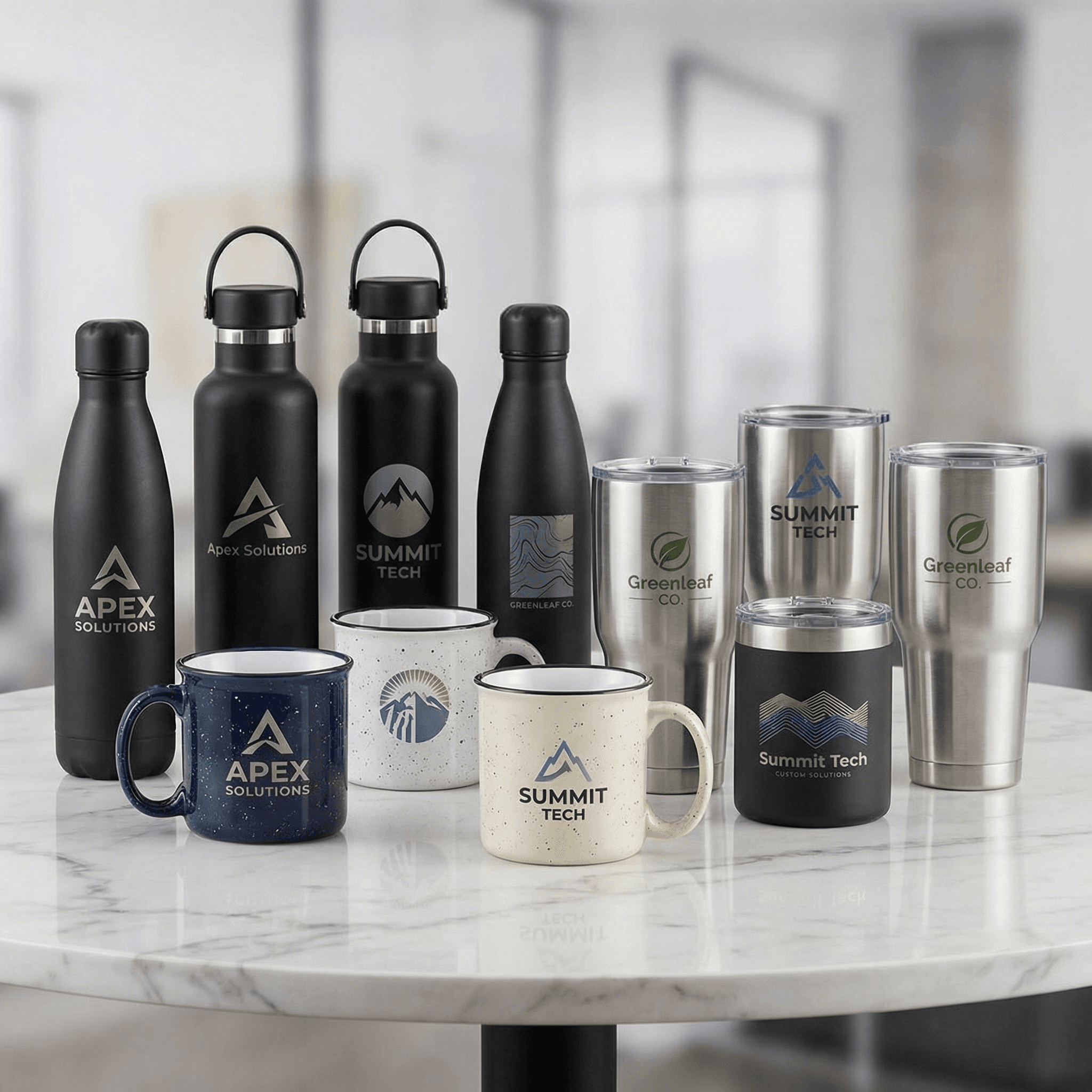 Custom coffee mugs and drinkware with logo